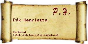 Pák Henrietta névjegykártya